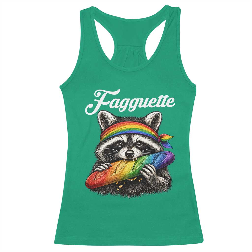 Faguette LGBTQ Racerback Tank Top Funny Pride Raccoon Rainbow TS14 Irish Green Print Your Wear