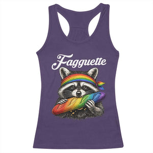Faguette LGBTQ Racerback Tank Top Funny Pride Raccoon Rainbow TS14 Purple Print Your Wear