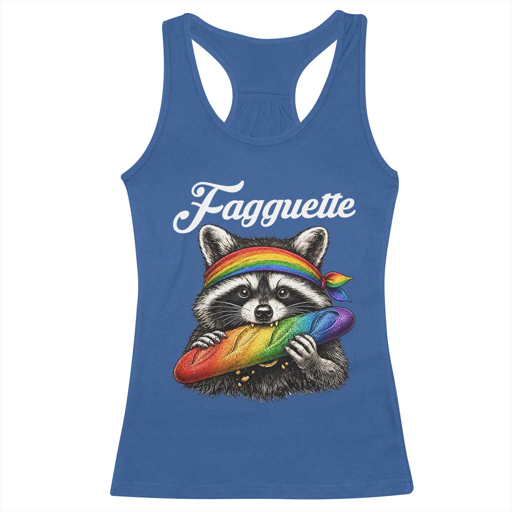 Faguette LGBTQ Racerback Tank Top Funny Pride Raccoon Rainbow TS14 Royal Blue Print Your Wear