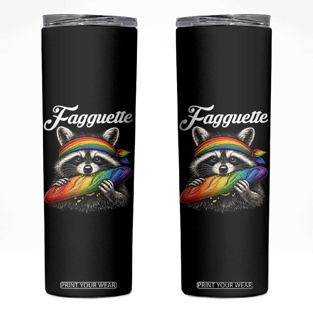 Faguette LGBTQ Skinny Tumbler Funny Pride Raccoon Rainbow TS14 Black Print Your Wear