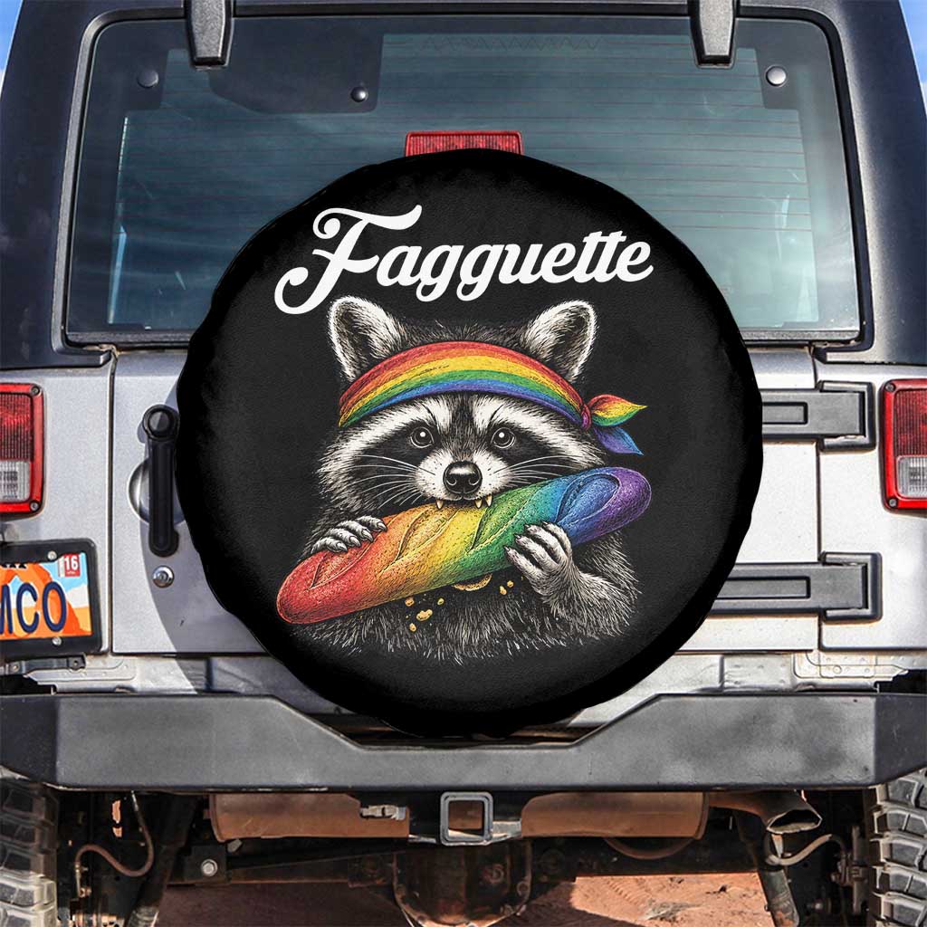 Faguette LGBTQ Spare Tire Cover Funny Pride Raccoon Rainbow TS14 No hole Black Print Your Wear