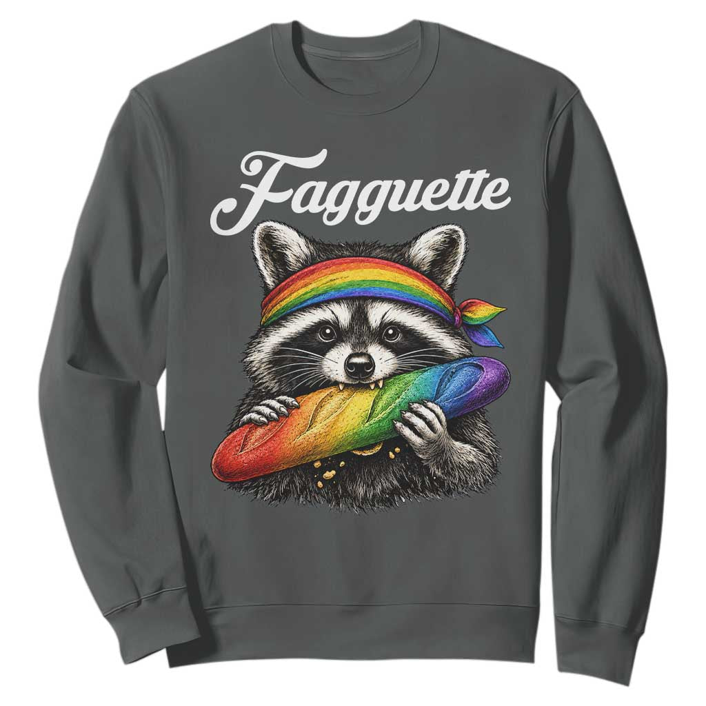Faguette LGBTQ Sweatshirt Funny Pride Raccoon Rainbow TS14 Dark Heather Print Your Wear