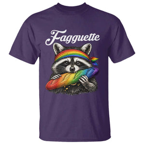 Faguette LGBTQ T Shirt Funny Pride Raccoon Rainbow TS14 Purple Print Your Wear