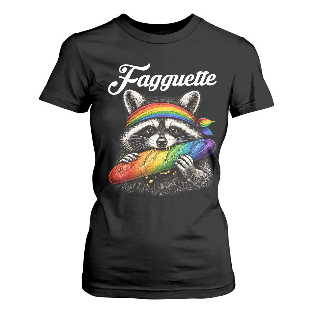 Faguette LGBTQ T Shirt For Women Funny Pride Raccoon Rainbow TS14 Black Print Your Wear