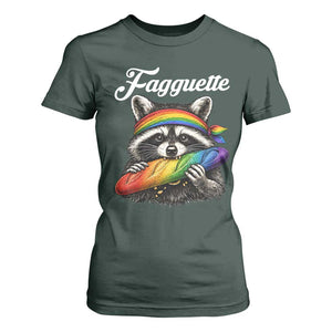 Faguette LGBTQ T Shirt For Women Funny Pride Raccoon Rainbow TS14 Dark Forest Green Print Your Wear