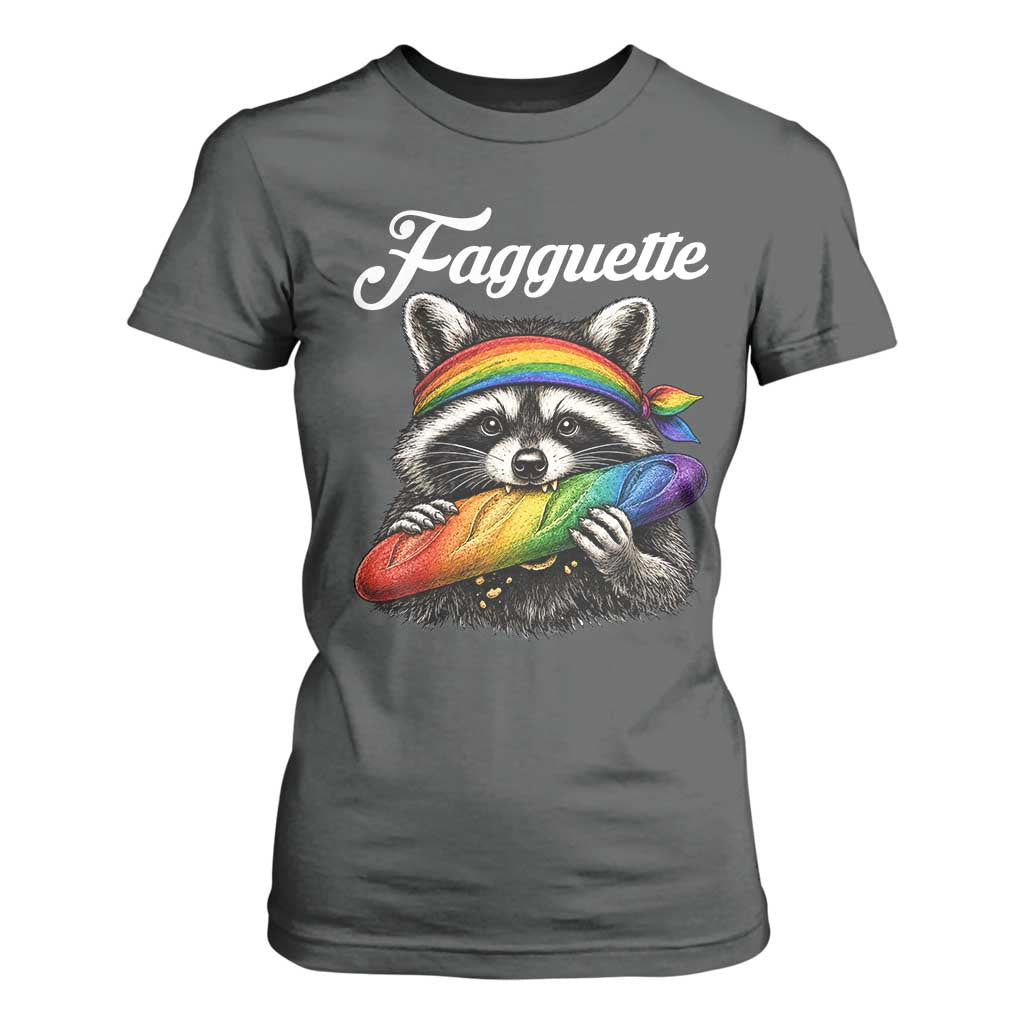 Faguette LGBTQ T Shirt For Women Funny Pride Raccoon Rainbow TS14 Dark Heather Print Your Wear
