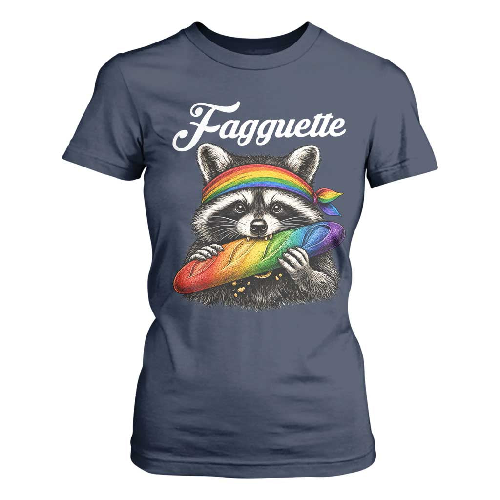 Faguette LGBTQ T Shirt For Women Funny Pride Raccoon Rainbow TS14 Navy Print Your Wear