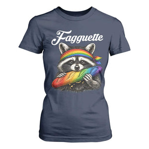Faguette LGBTQ T Shirt For Women Funny Pride Raccoon Rainbow TS14 Navy Print Your Wear