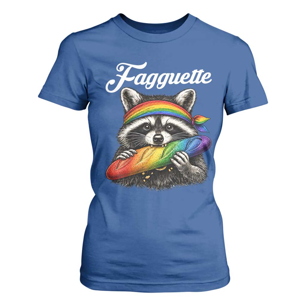 Faguette LGBTQ T Shirt For Women Funny Pride Raccoon Rainbow TS14 Royal Blue Print Your Wear