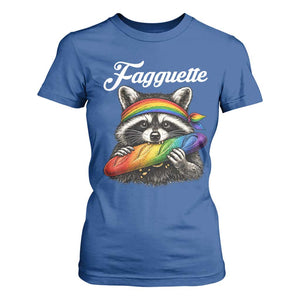 Faguette LGBTQ T Shirt For Women Funny Pride Raccoon Rainbow TS14 Royal Blue Print Your Wear
