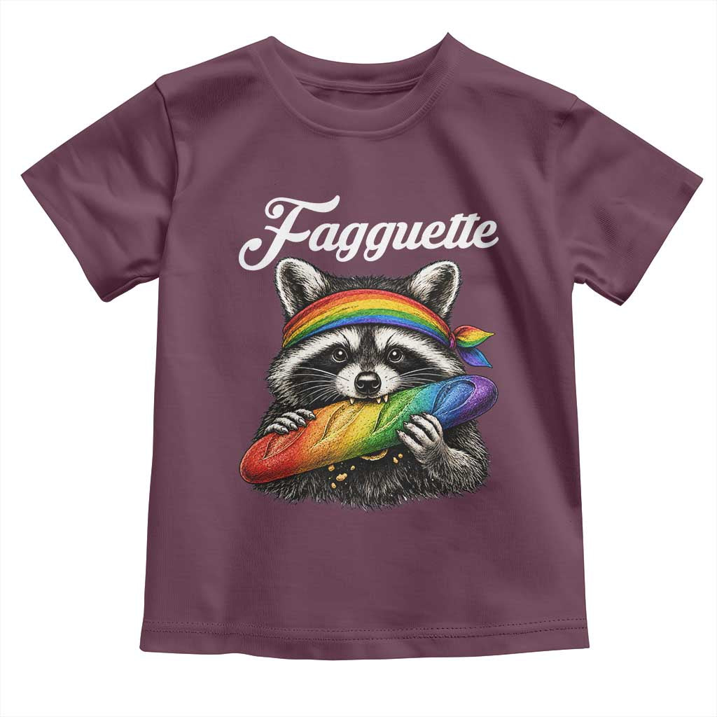 Faguette LGBTQ Toddler T Shirt Funny Pride Raccoon Rainbow TS14 Maroon Print Your Wear