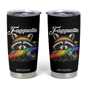 Faguette LGBTQ Tumbler Cup Funny Pride Raccoon Rainbow TS14 Black Print Your Wear