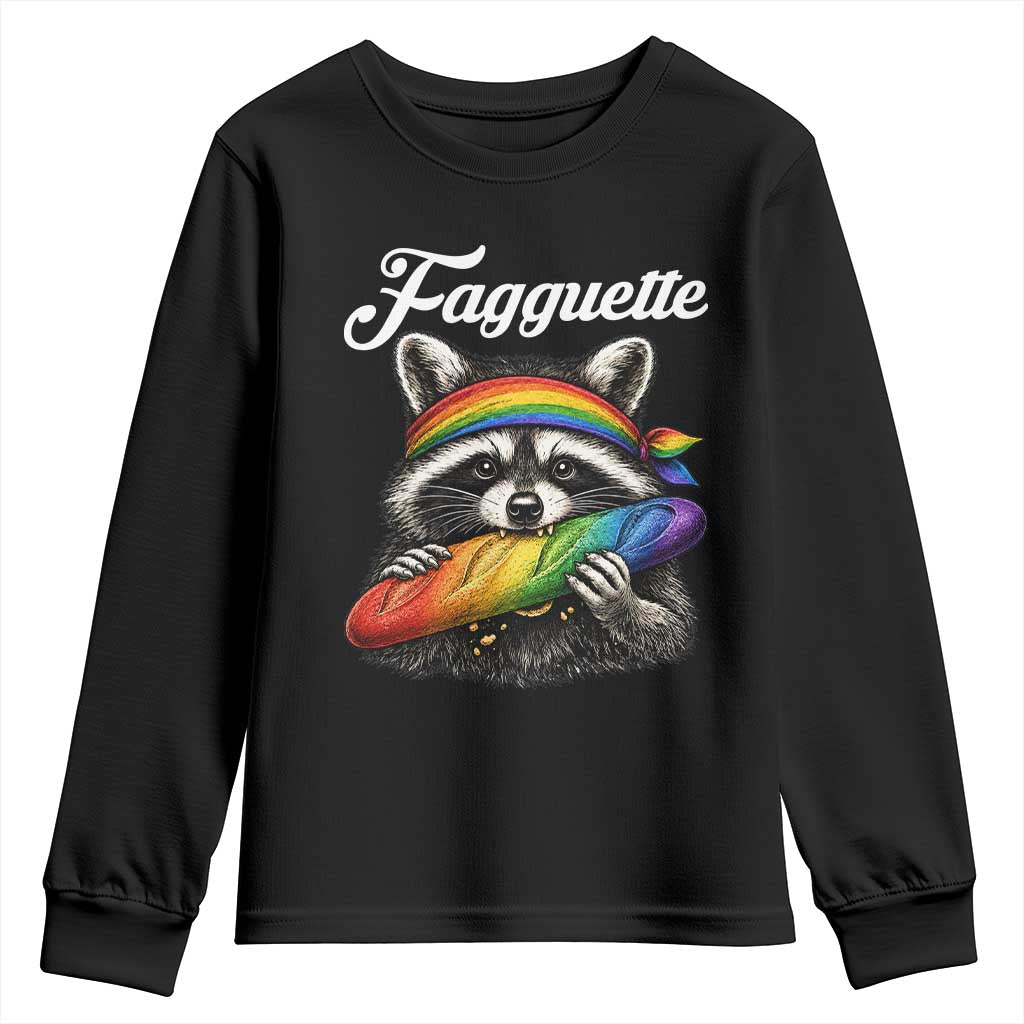 Faguette LGBTQ Youth Sweatshirt Funny Pride Raccoon Rainbow TS14 Black Print Your Wear