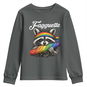 Faguette LGBTQ Youth Sweatshirt Funny Pride Raccoon Rainbow