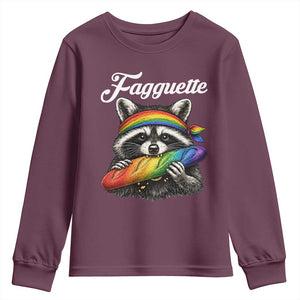 Faguette LGBTQ Youth Sweatshirt Funny Pride Raccoon Rainbow