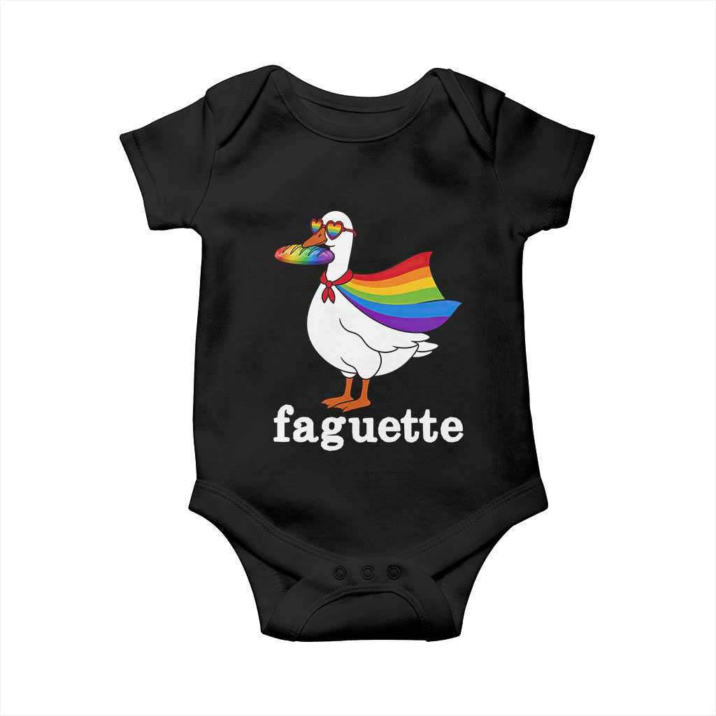 Faguette LGBTQ Baby Onesie Funny Pride Goose Rainbow TS14 Black Print Your Wear