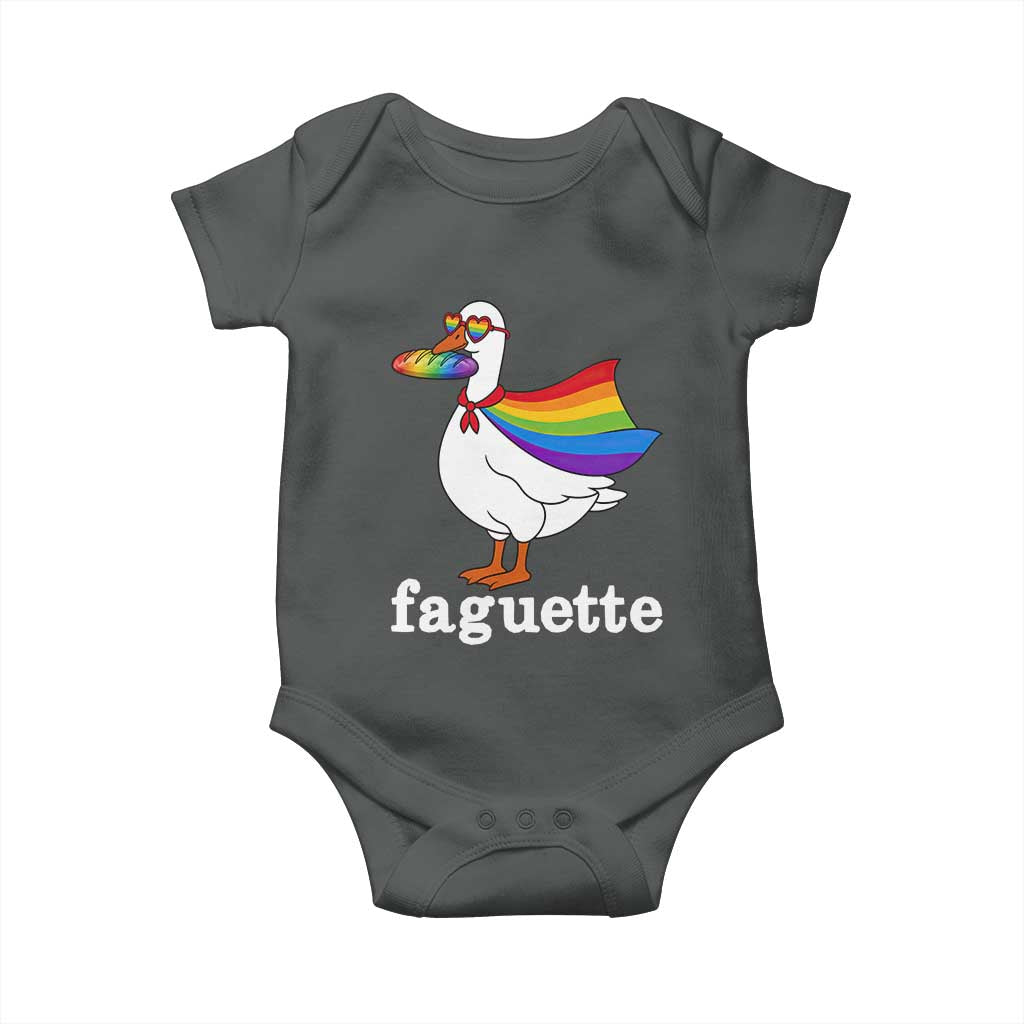 Faguette LGBTQ Baby Onesie Funny Pride Goose Rainbow TS14 Dark Heather Print Your Wear