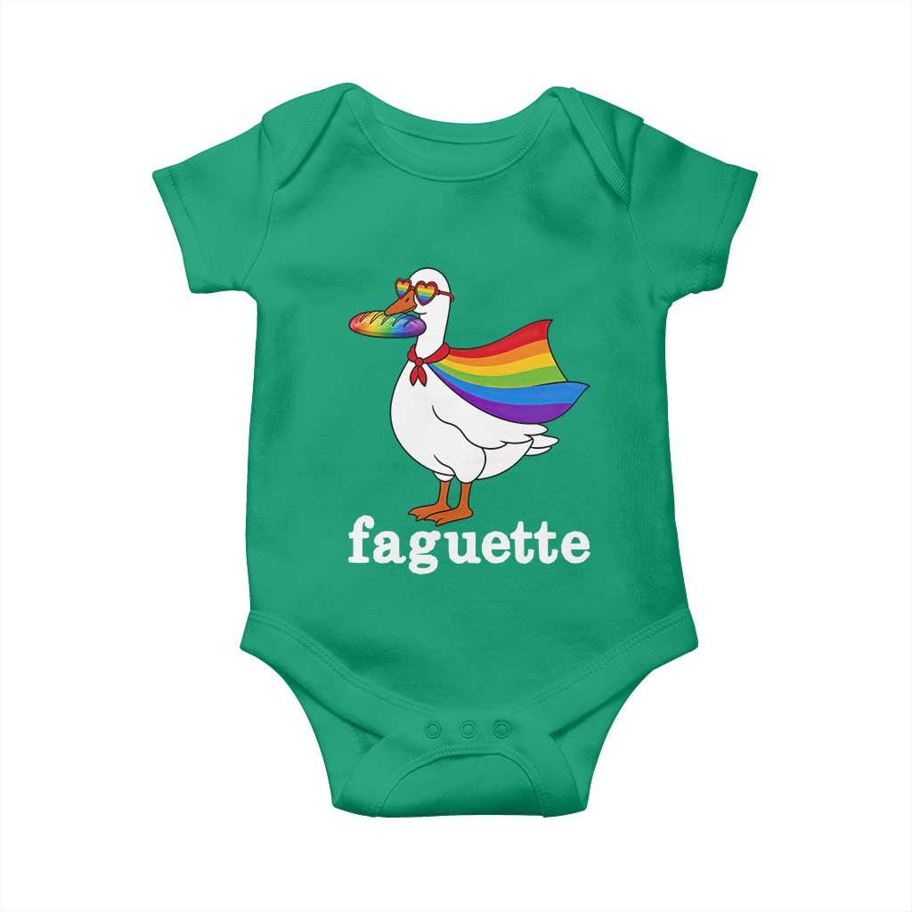 Faguette LGBTQ Baby Onesie Funny Pride Goose Rainbow TS14 Irish Green Print Your Wear