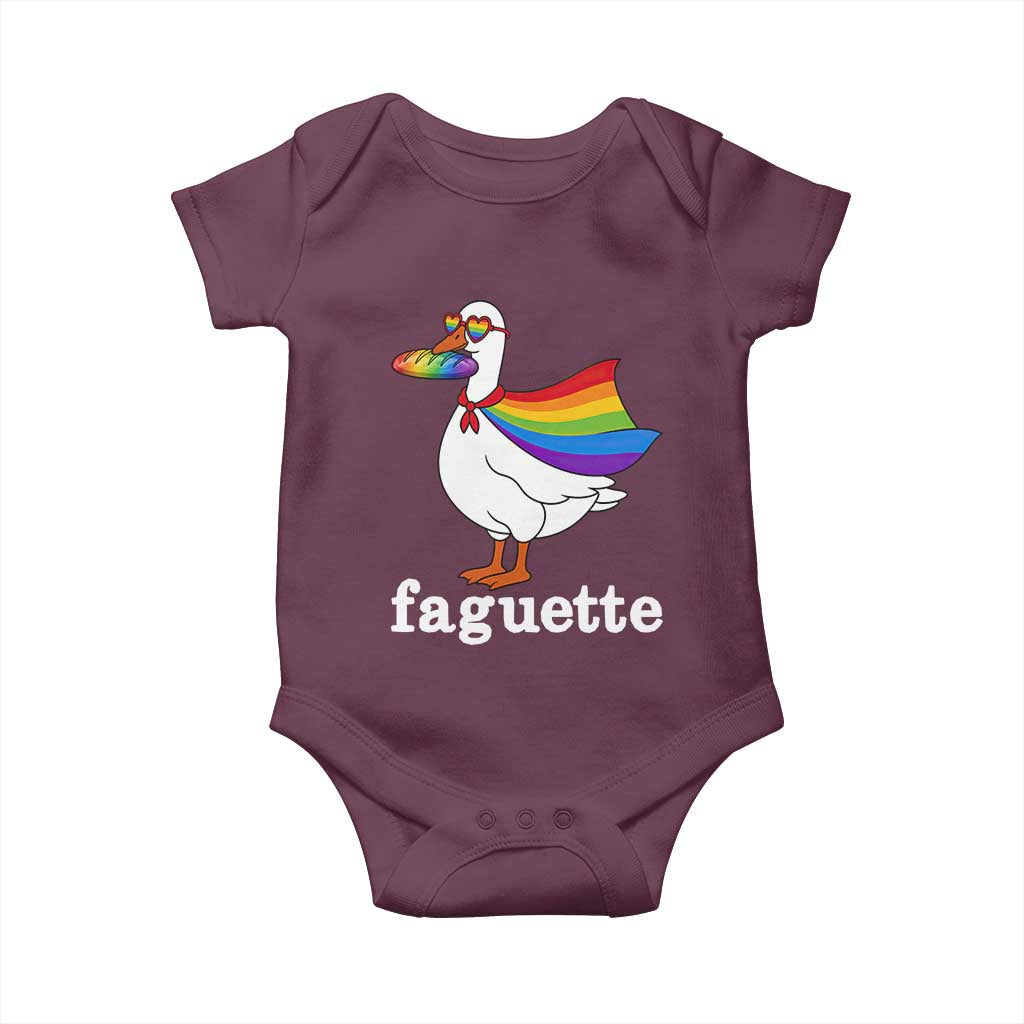 Faguette LGBTQ Baby Onesie Funny Pride Goose Rainbow TS14 Maroon Print Your Wear