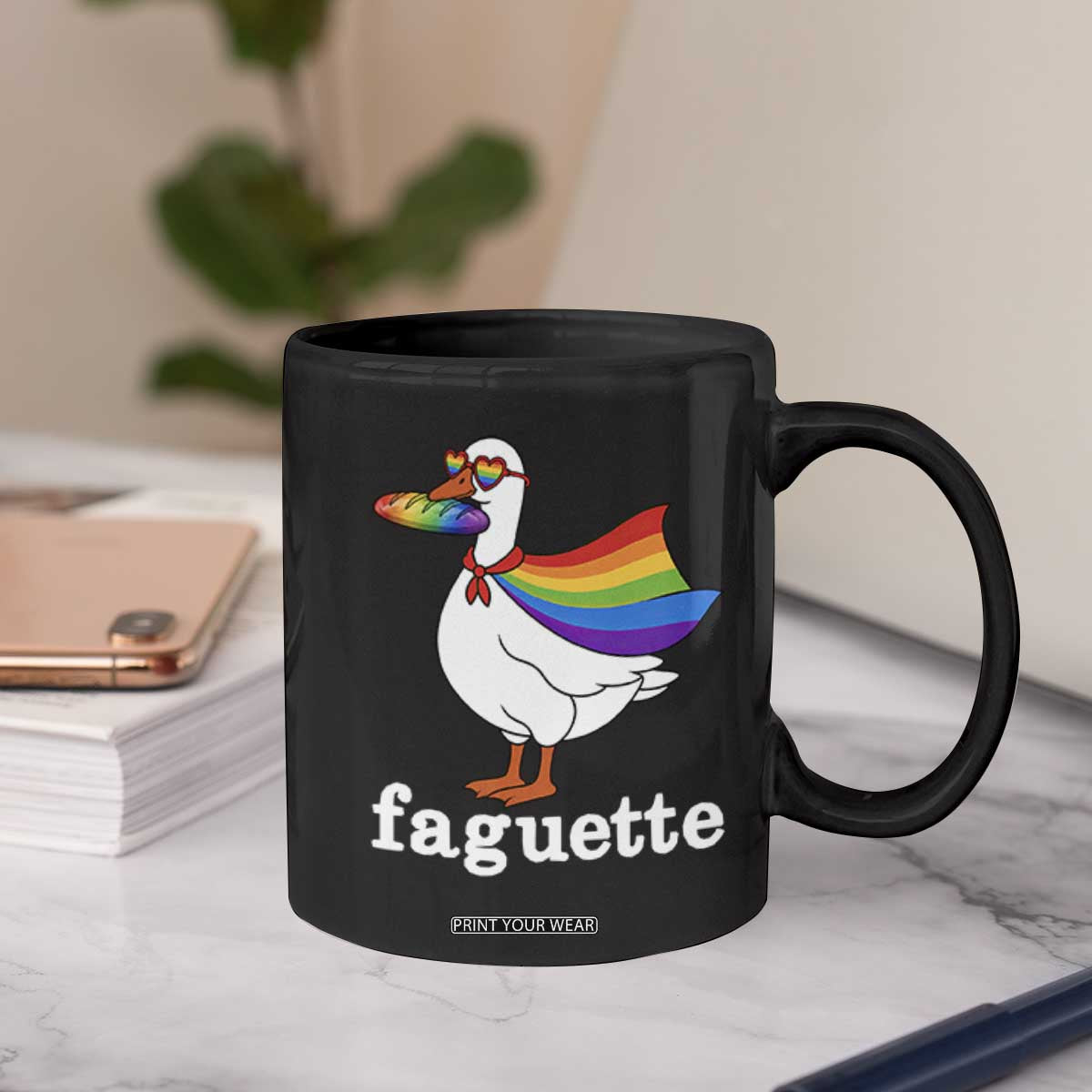 Faguette LGBTQ Coffee Mug Funny Pride Goose Rainbow TS14 Print Your Wear