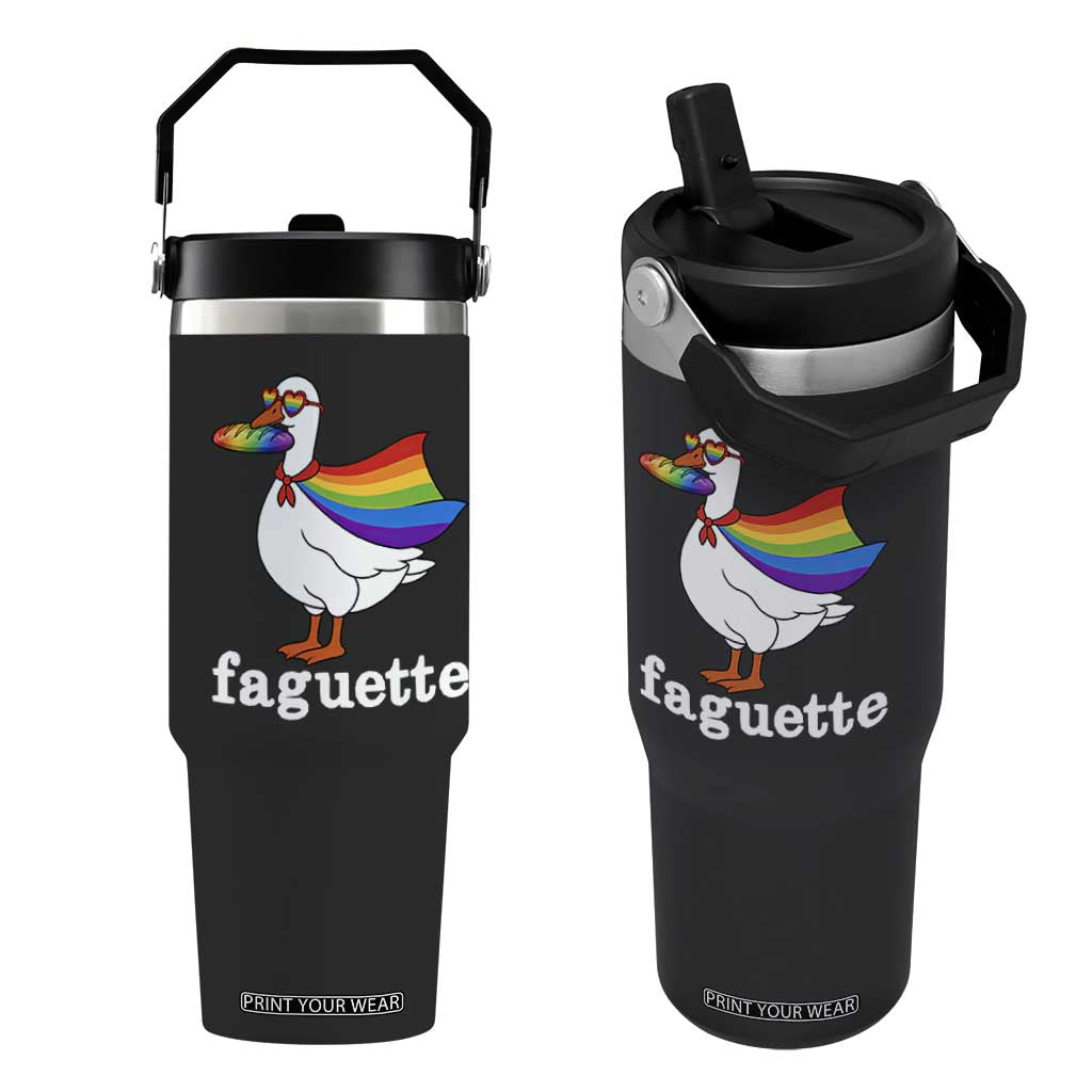 Faguette LGBTQ Flip Straw Tumbler Funny Pride Goose Rainbow TS14 One Size: 30 oz Black Print Your Wear