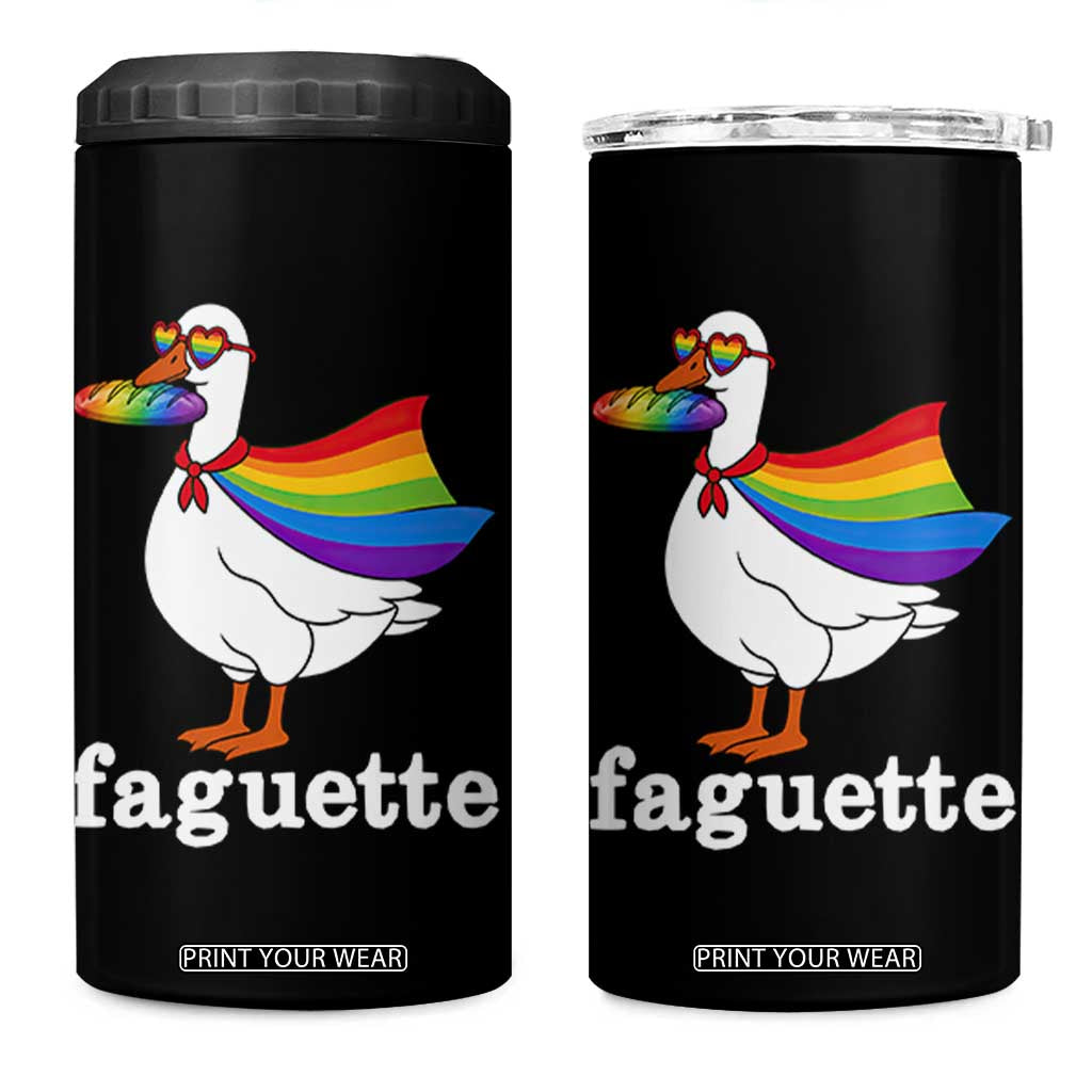 Faguette LGBTQ 4 in 1 Can Cooler Tumbler Funny Pride Goose Rainbow TS14 One Size: 16 oz Black Print Your Wear
