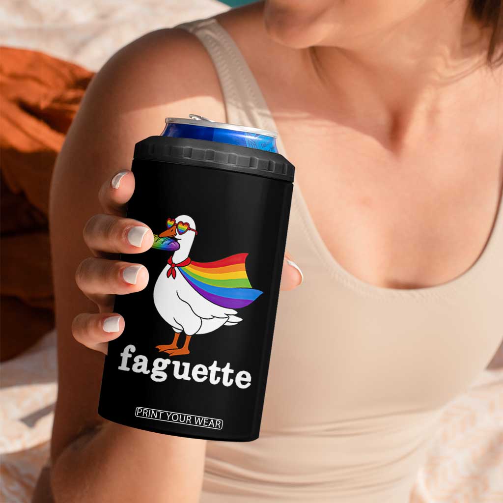 Faguette LGBTQ 4 in 1 Can Cooler Tumbler Funny Pride Goose Rainbow TS14 Print Your Wear