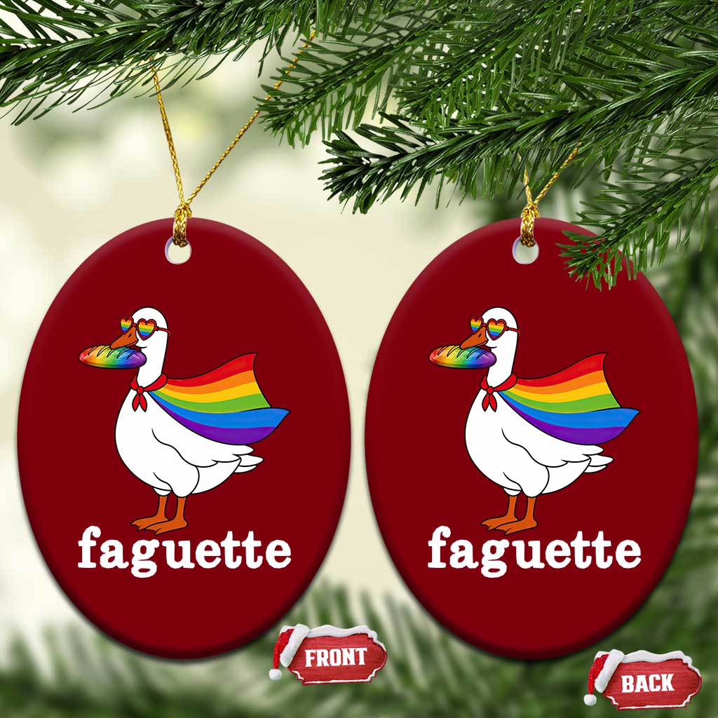 Faguette LGBTQ Ceramic Ornament Funny Pride Goose Rainbow TS14 Print Your Wear