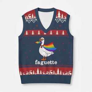 Faguette LGBTQ V-Neck Knit Sweater Vest Funny Pride Goose Rainbow TS14 Navy Red Print Your Wear