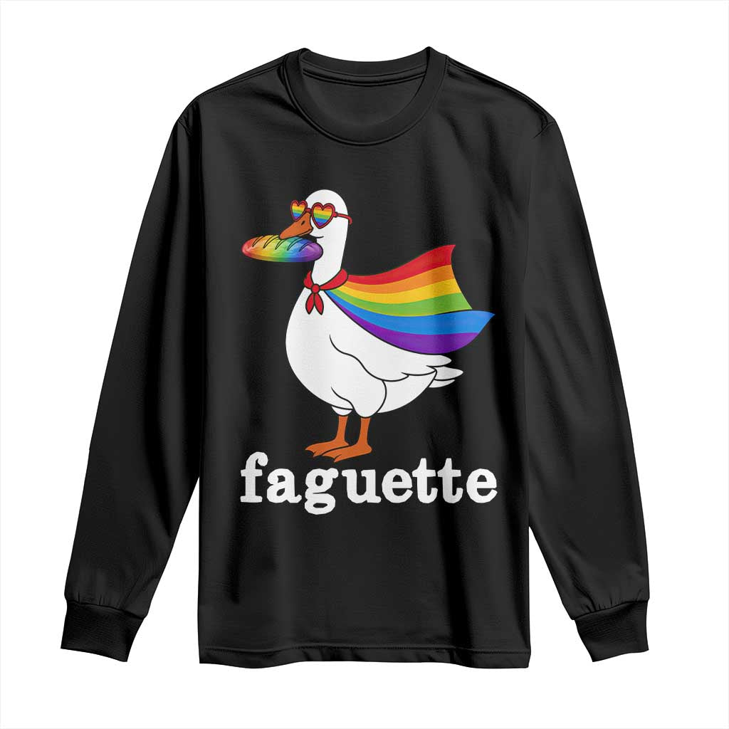 Faguette LGBTQ Long Sleeve Shirt Funny Pride Goose Rainbow TS14 Black Print Your Wear