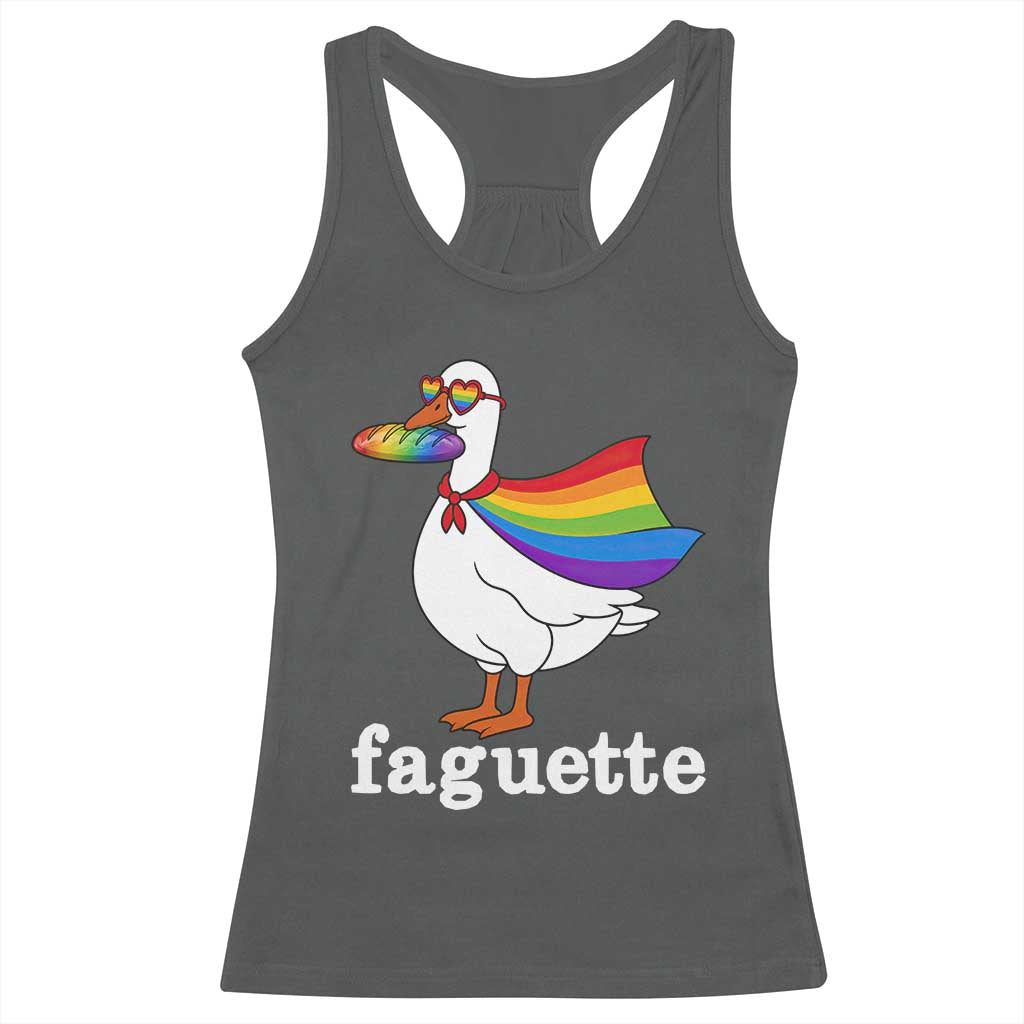 Faguette LGBTQ Racerback Tank Top Funny Pride Goose Rainbow TS14 Dark Heather Print Your Wear