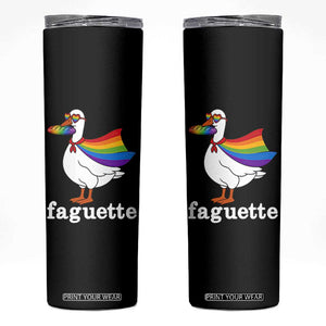 Faguette LGBTQ Skinny Tumbler Funny Pride Goose Rainbow TS14 Black Print Your Wear
