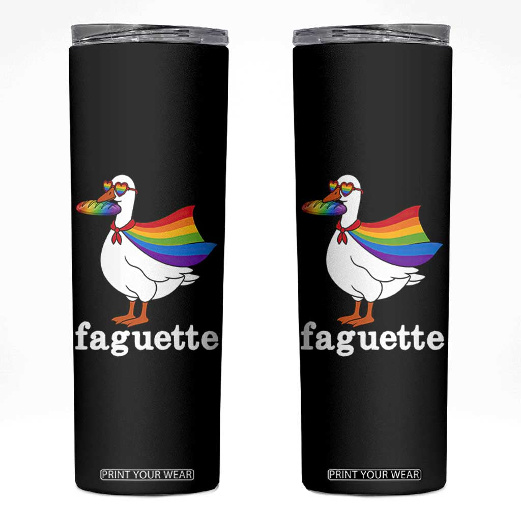 Faguette LGBTQ Skinny Tumbler Funny Pride Goose Rainbow TS14 Black Print Your Wear
