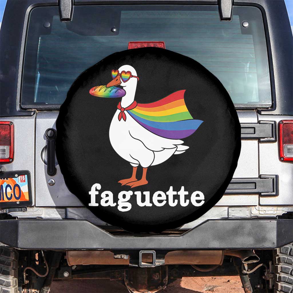 Faguette LGBTQ Spare Tire Cover Funny Pride Goose Rainbow TS14 No hole Black Print Your Wear