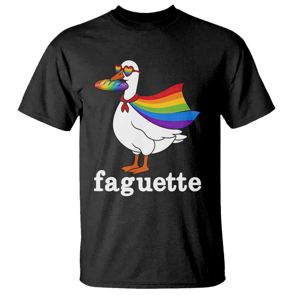 Faguette LGBTQ T Shirt Funny Pride Goose Rainbow TS14 Black Print Your Wear