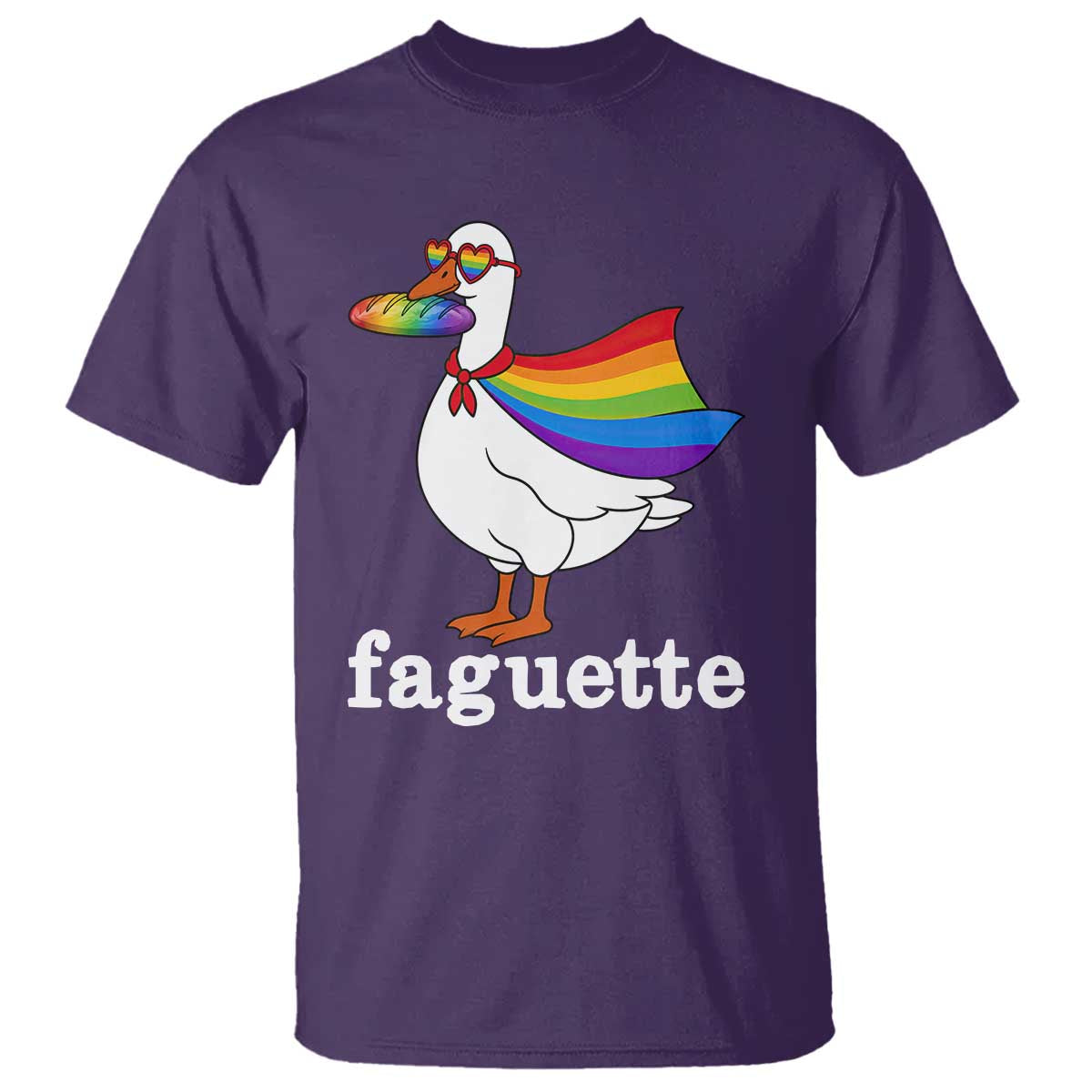 Faguette LGBTQ T Shirt Funny Pride Goose Rainbow TS14 Purple Print Your Wear