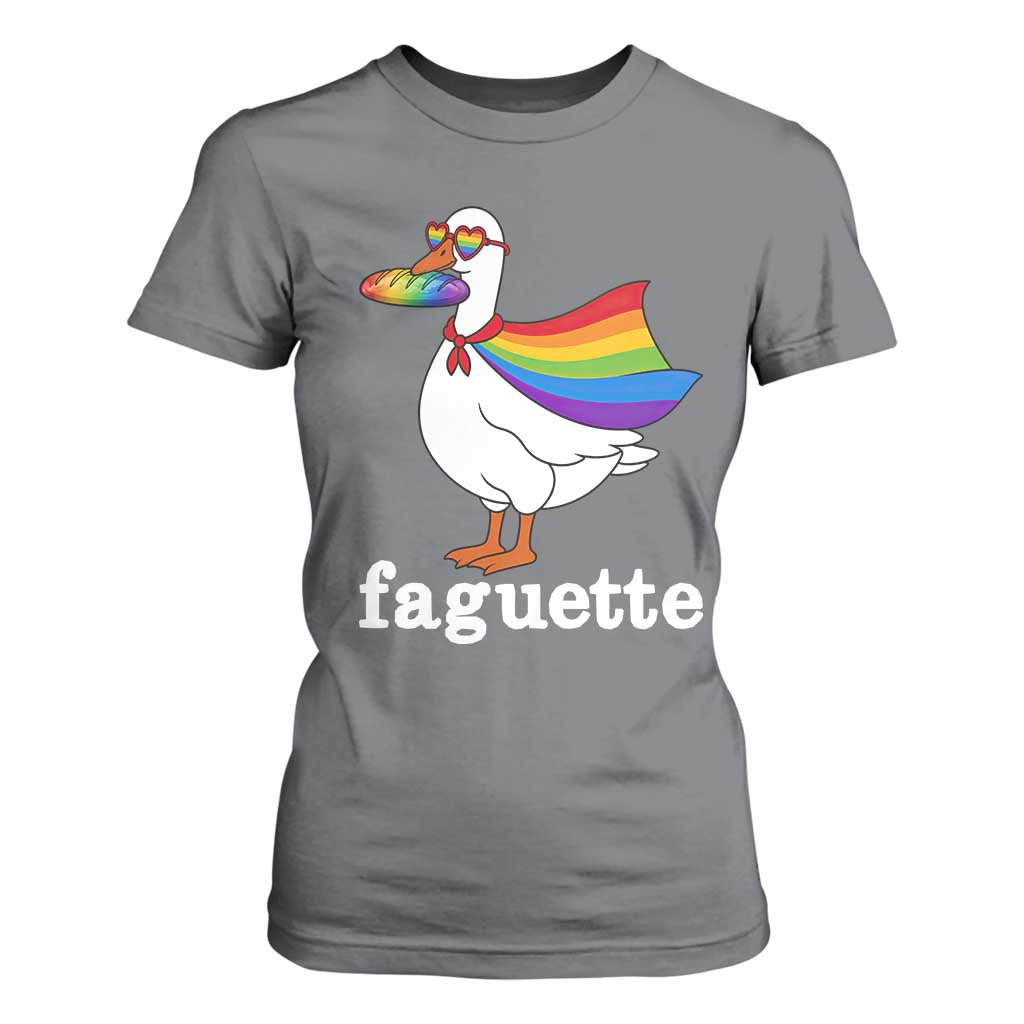 Faguette LGBTQ T Shirt For Women Funny Pride Goose Rainbow TS14 Charcoal Print Your Wear