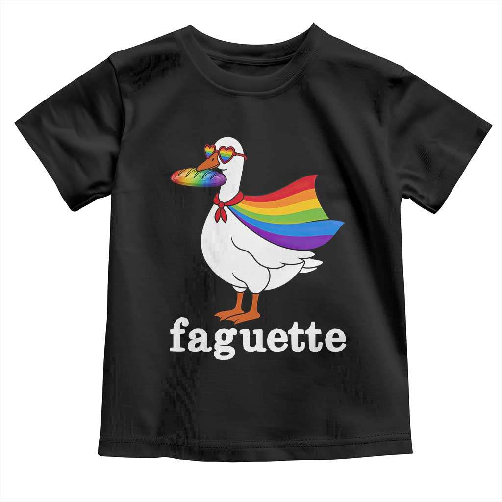 Faguette LGBTQ Toddler T Shirt Funny Pride Goose Rainbow TS14 Black Print Your Wear