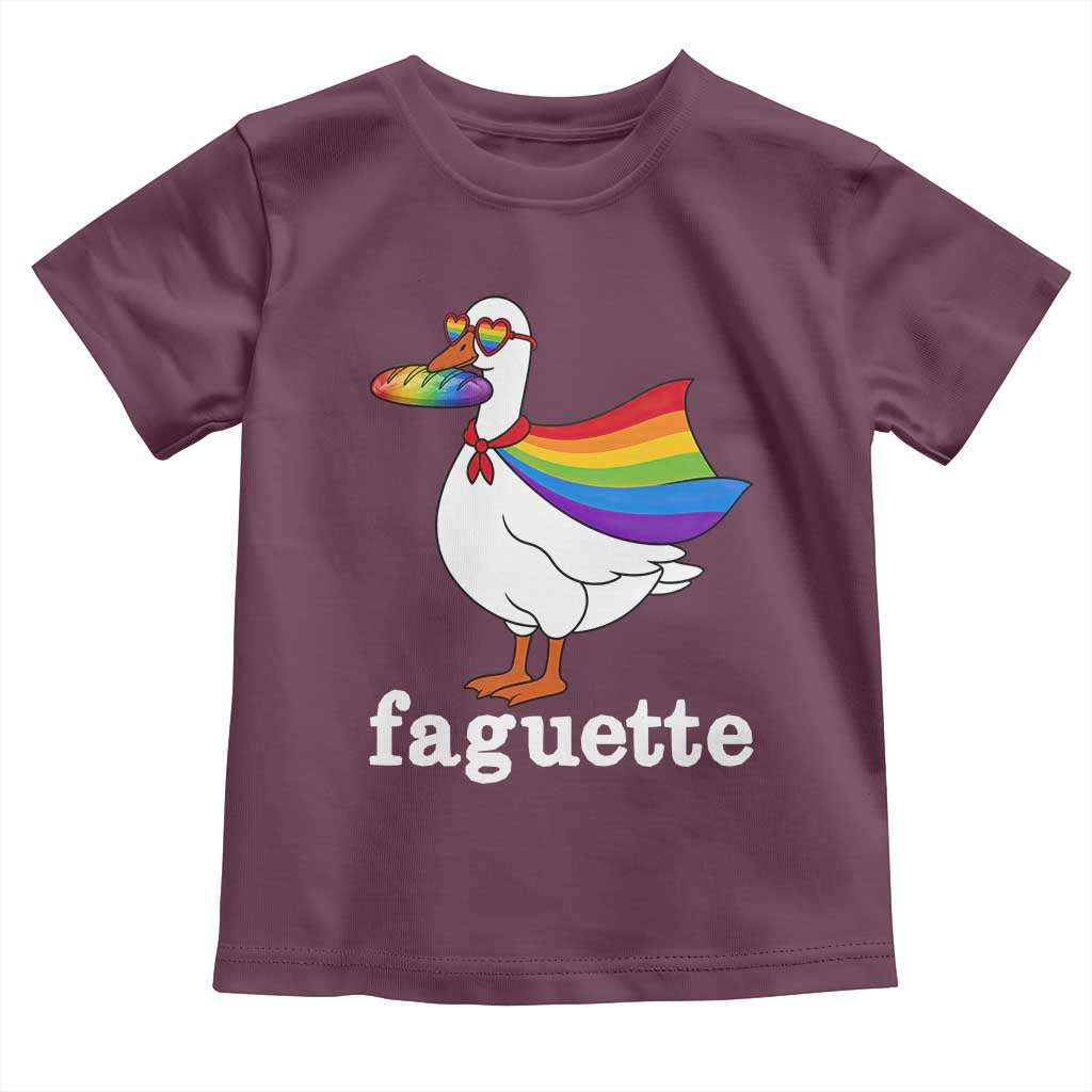 Faguette LGBTQ Toddler T Shirt Funny Pride Goose Rainbow TS14 Maroon Print Your Wear