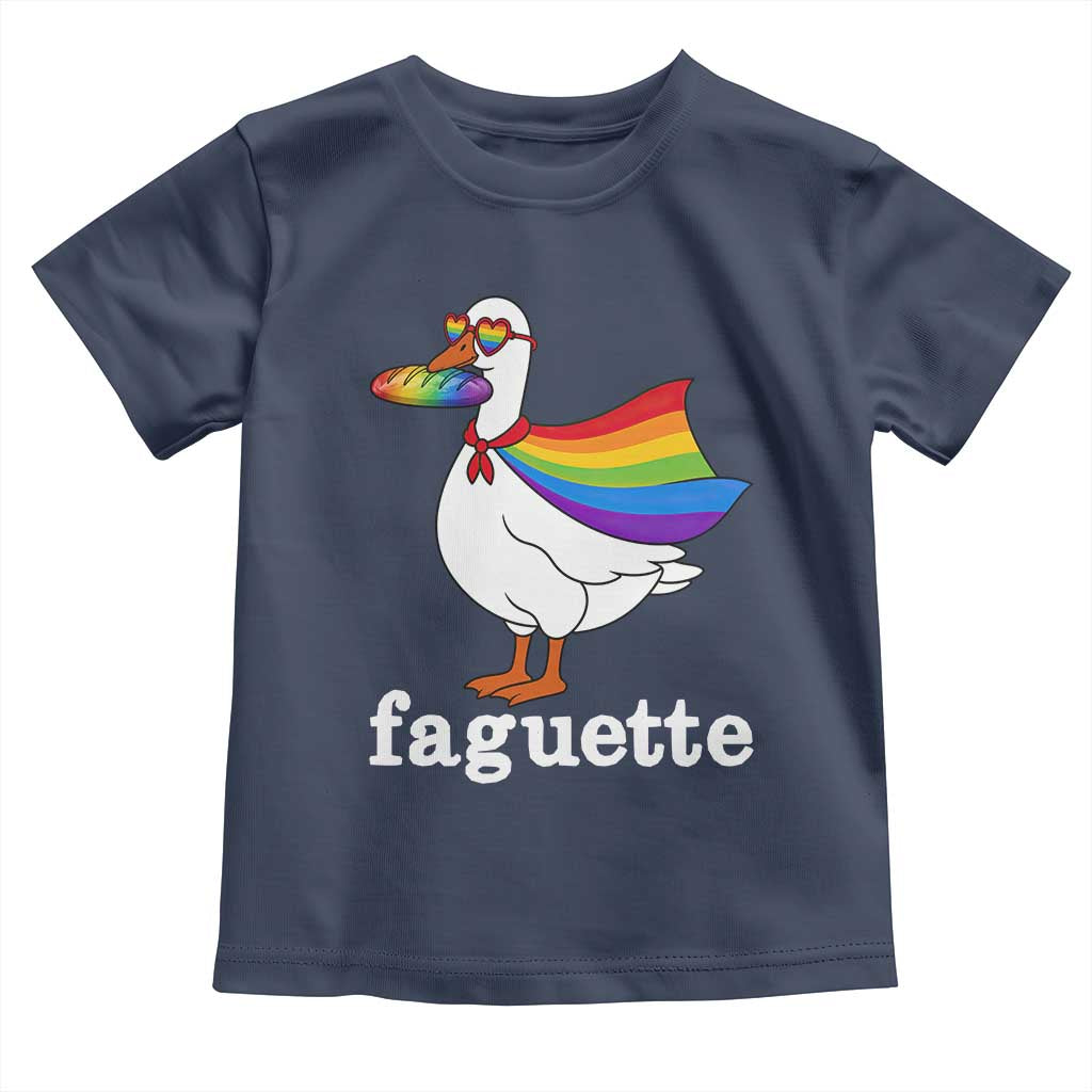 Faguette LGBTQ Toddler T Shirt Funny Pride Goose Rainbow TS14 Navy Print Your Wear