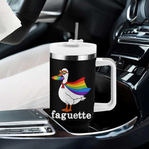 Faguette LGBTQ Tumbler With Handle Funny Pride Goose Rainbow