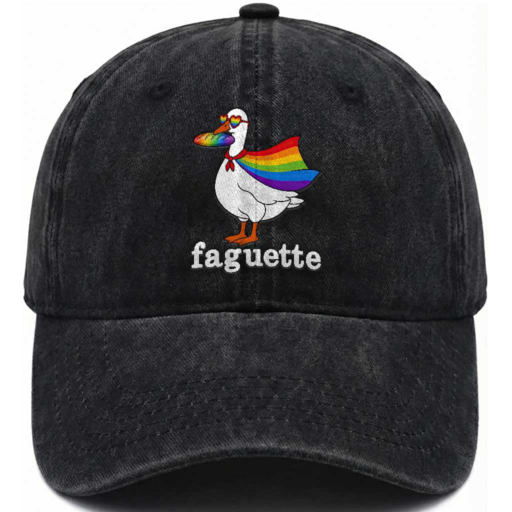 Faguette LGBTQ Washed Cotton Baseball Cap Funny Pride Goose Rainbow TS14 Print Your Wear