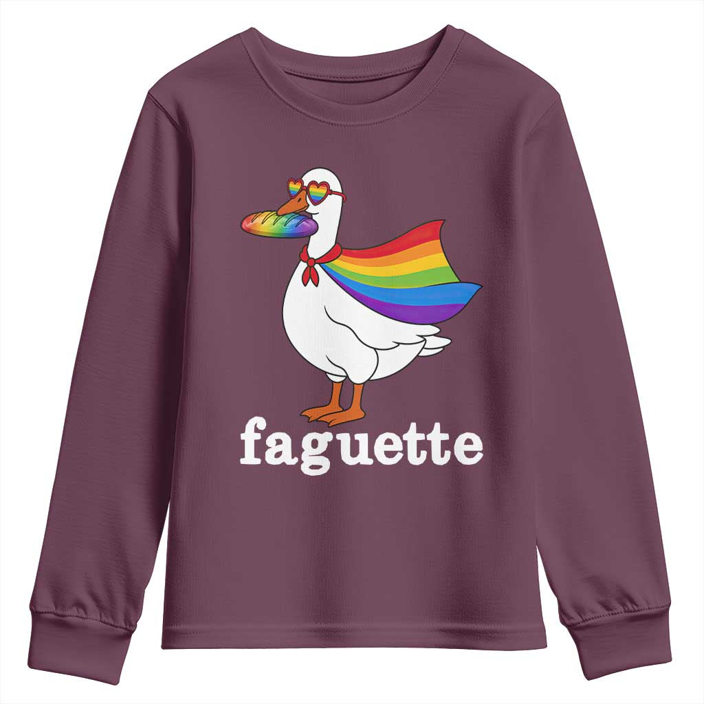 Faguette LGBTQ Youth Sweatshirt Funny Pride Goose Rainbow