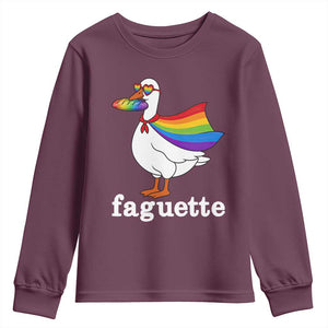 Faguette LGBTQ Youth Sweatshirt Funny Pride Goose Rainbow