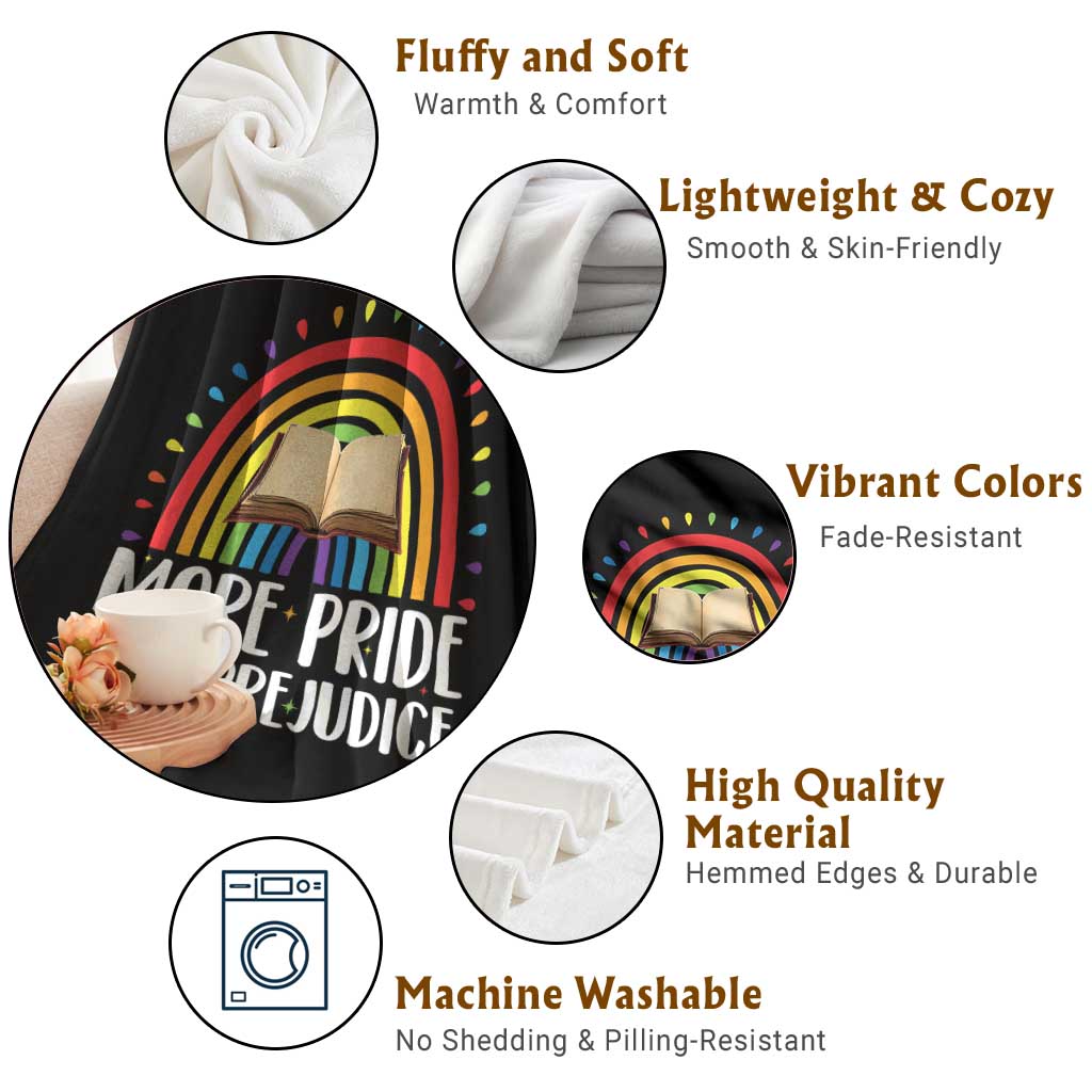 More Pride Less Prejudice Throw Blanket LGBTQ Pride Month Book Lover TS14 Print Your Wear