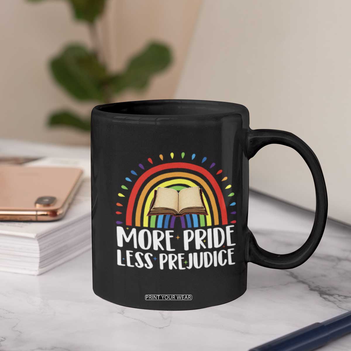 More Pride Less Prejudice Coffee Mug LGBTQ Pride Month Book Lover