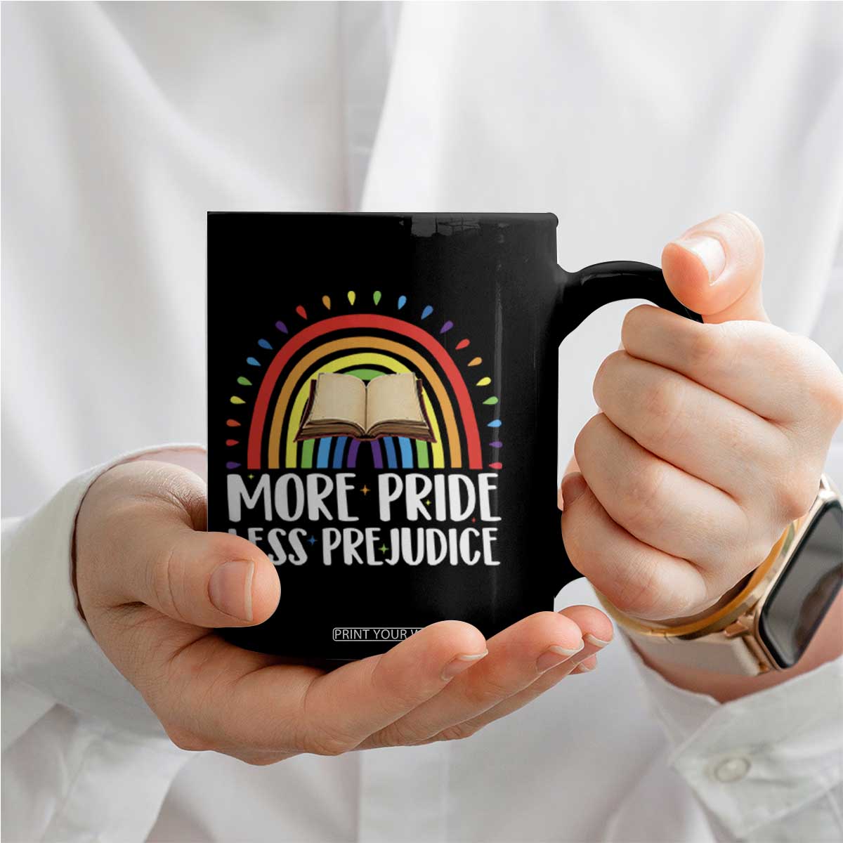 More Pride Less Prejudice Coffee Mug LGBTQ Pride Month Book Lover