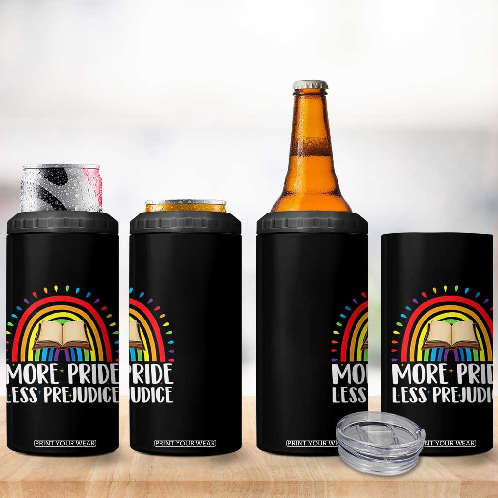 More Pride Less Prejudice 4 in 1 Can Cooler Tumbler LGBTQ Pride Month Book Lover TS14 Print Your Wear