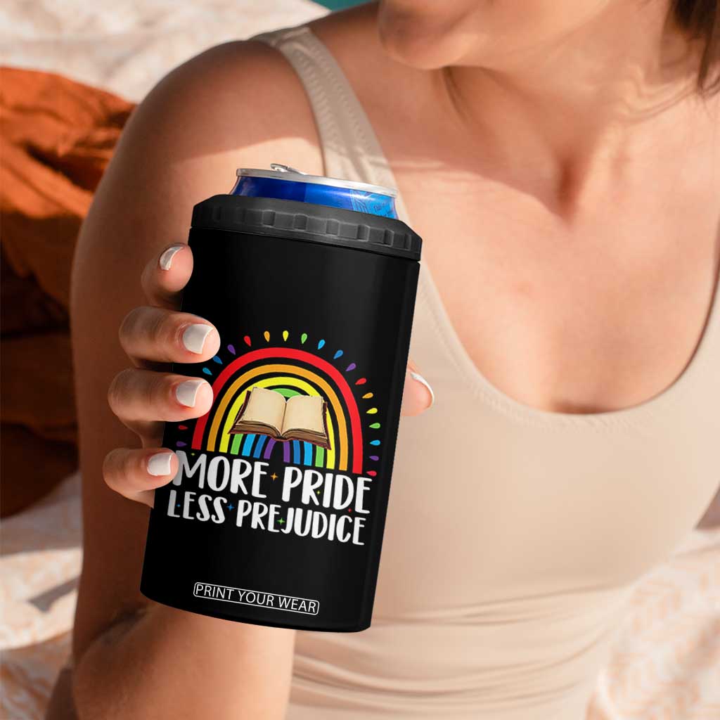 More Pride Less Prejudice 4 in 1 Can Cooler Tumbler LGBTQ Pride Month Book Lover TS14 Print Your Wear