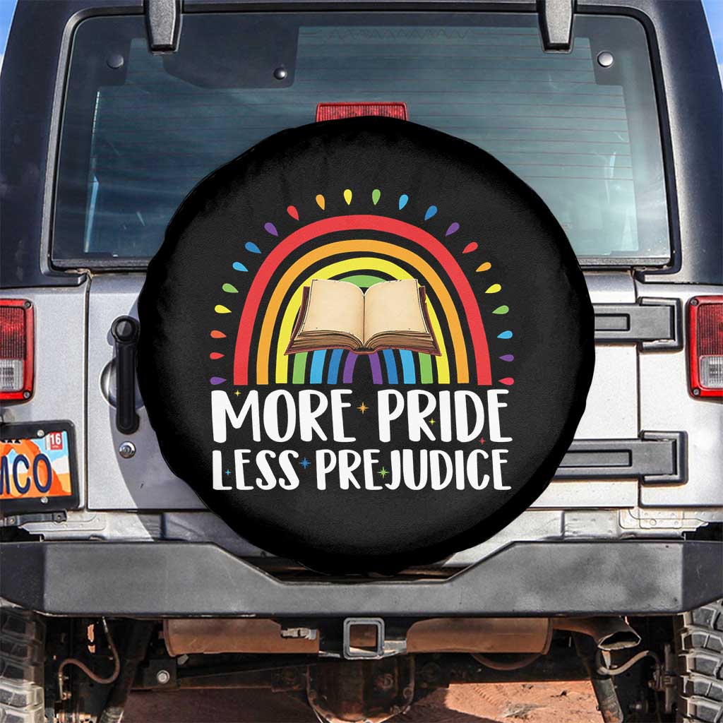 More Pride Less Prejudice Spare Tire Cover LGBTQ Pride Month Book Lover TS14 No hole Black Print Your Wear